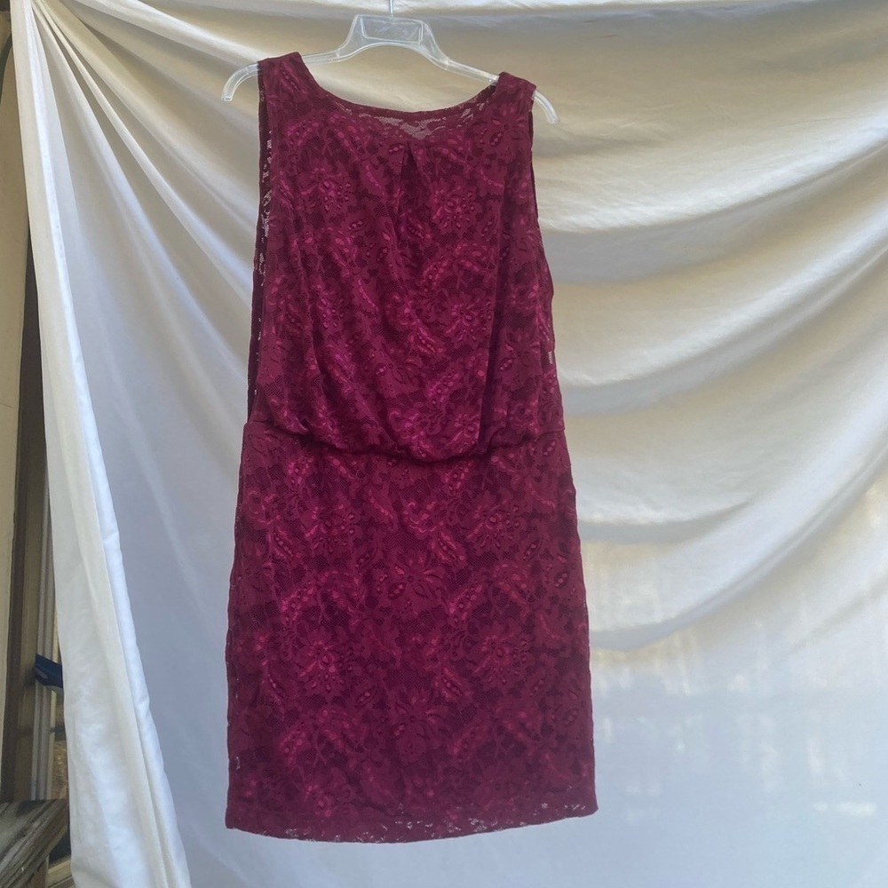 Bison Bisou Michele Bohbot Nwt Red Lace Dress, Size 12.